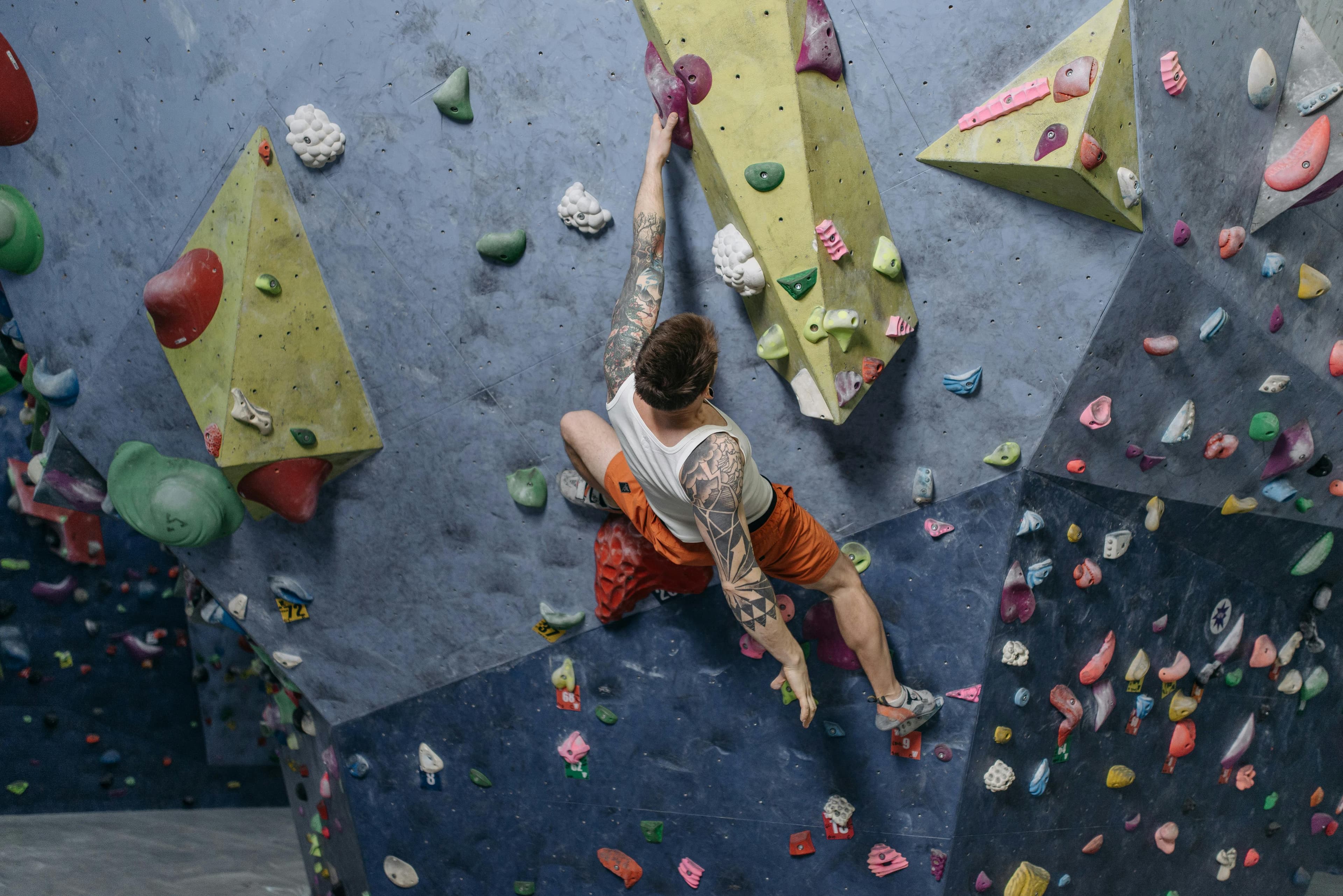 Climber moving with focus